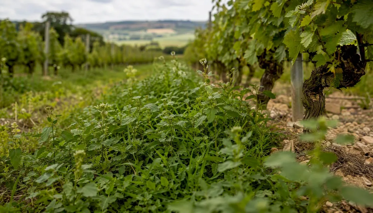 Cover crops between vineyard rows
