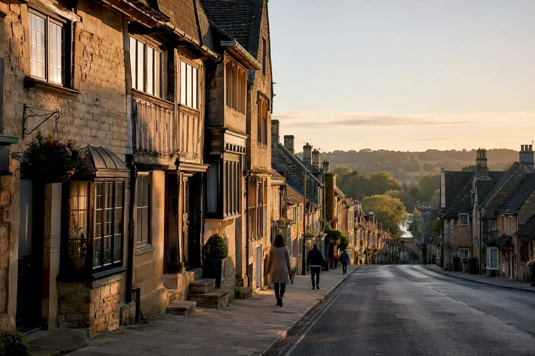 Burford High Street descending toward the river