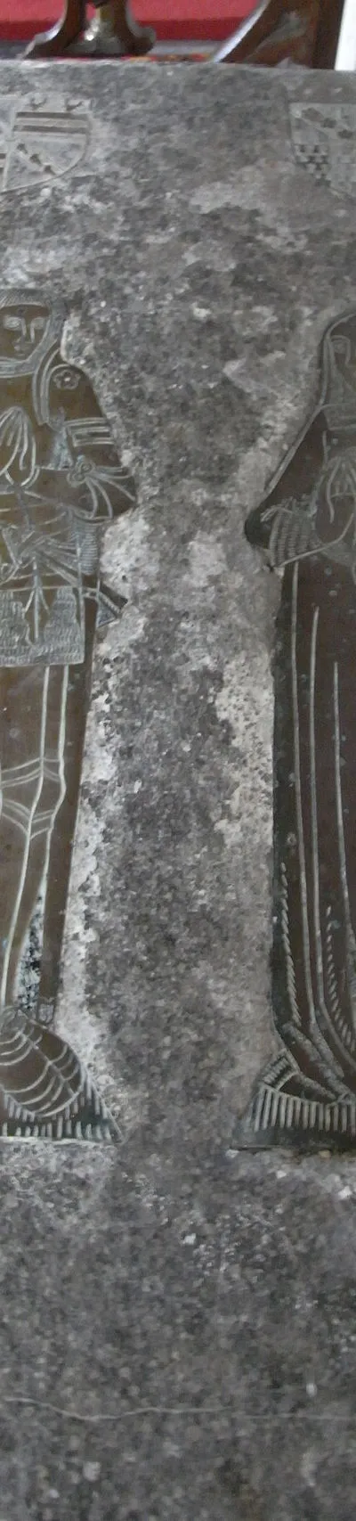 Brasses on top of tomb of Sir John Danvers (d.1514) and Anne Stradling (d.1539), Dauntsey Church, Wiltshire