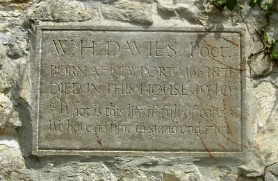 Plaque on "Glendower" at Watledge, Nailsworth, Gloucestershire, commemorating the last home of W. H. Davies