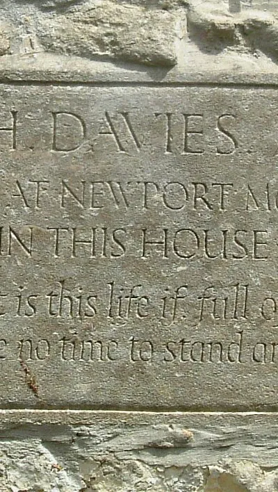 Plaque on "Glendower" at Watledge, Nailsworth, Gloucestershire, commemorating the last home of W. H. Davies
