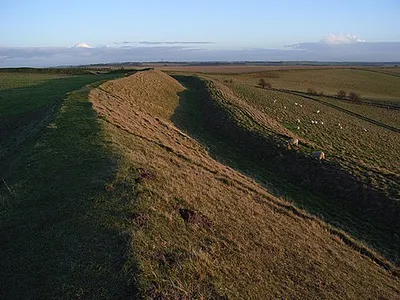 Atlas of Hillforts 0146 Uffington Castle The ditch and bank on the southeast side.