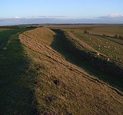 Atlas of Hillforts 0146 Uffington Castle The ditch and bank on the southeast side.