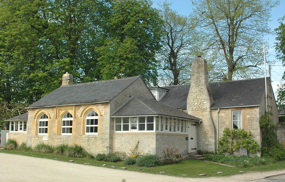 Former National School at Church Hanborough, Oxfordshire; built 1832, extended 1872; now a private home.