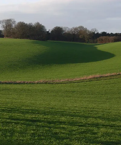 Arable farmland on the Lambourn Downs Looking up a shallow valley towards Lye Leaze.