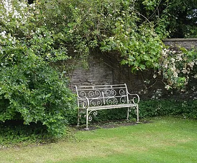A seat in Newark Park House gardens