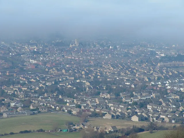 Cloudy Bishops Cleeve from Cleeve Hill