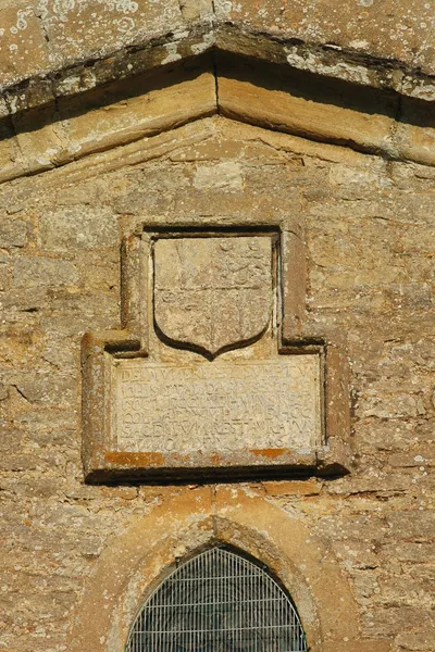 Church of England parish church of St St Nicholas, Tackley, Oxfordshire: date stone on the east gable of the chancel