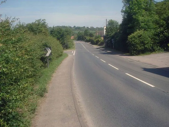 A417 at Hartpury Looking northwards with Corsend Road off to the left.