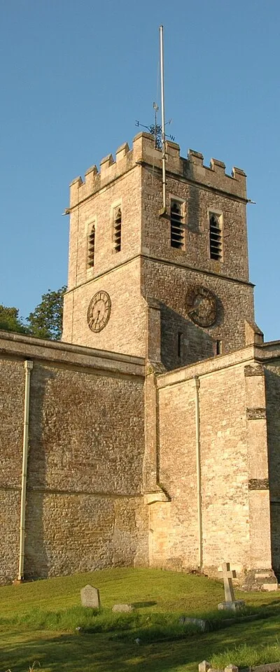 St Nicholas' parish church, Tackley, Oxfordshire seen from the northeast, showing the north transept, which was rebuilt in 1616