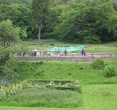 Chedworth Roman Villa Diggings. Looking into the site of this impressive 2 story Roman Villa - where diggings have been ongoing since 1864.