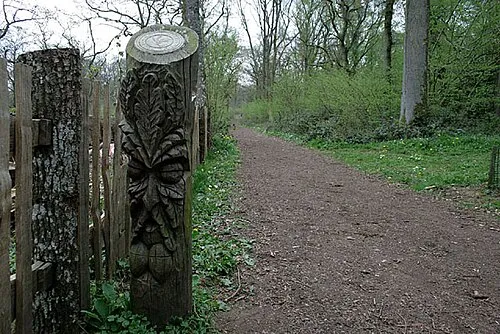 A "Green Man" marker post