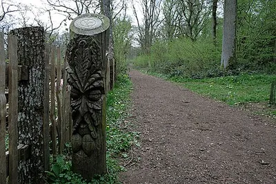 A "Green Man" marker post