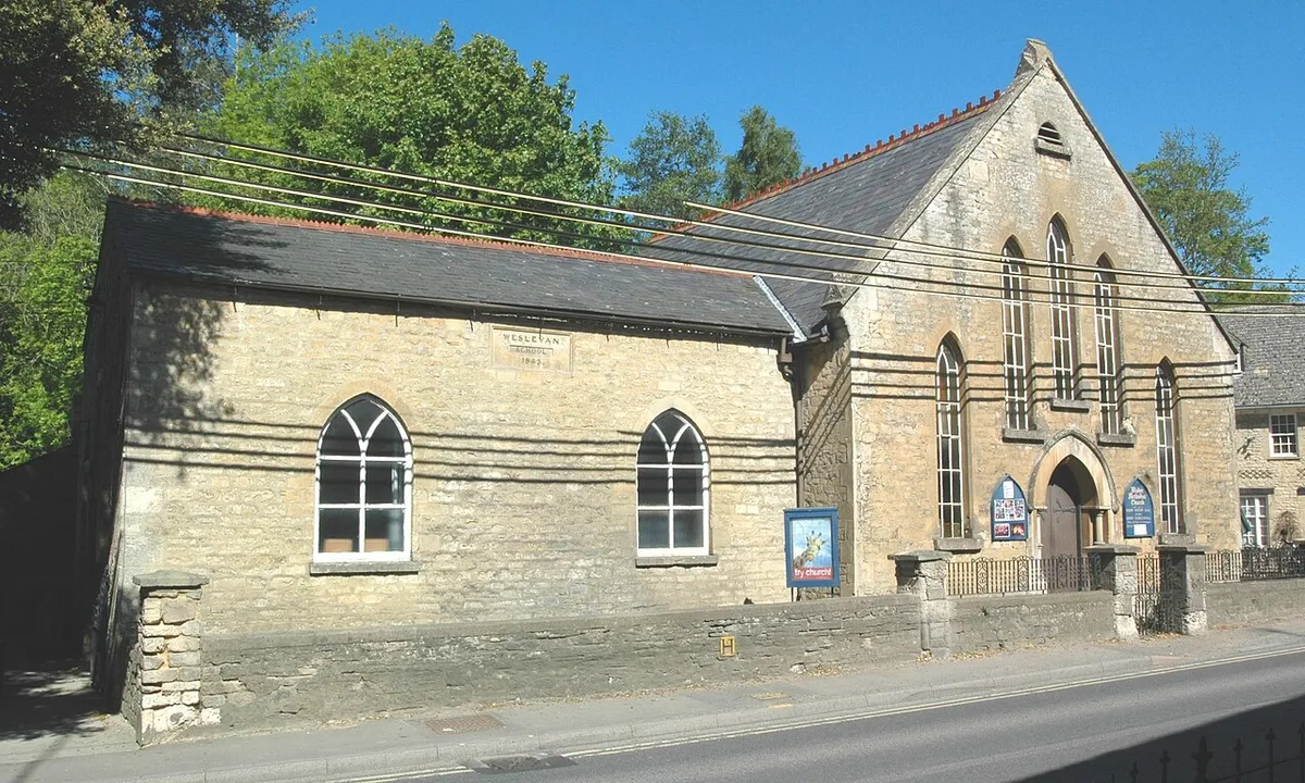Wesleyan Chapel, Bladon, Oxfordshire, viewed from the southwest. It was built in 1877 and is now Bladon Methodist church.