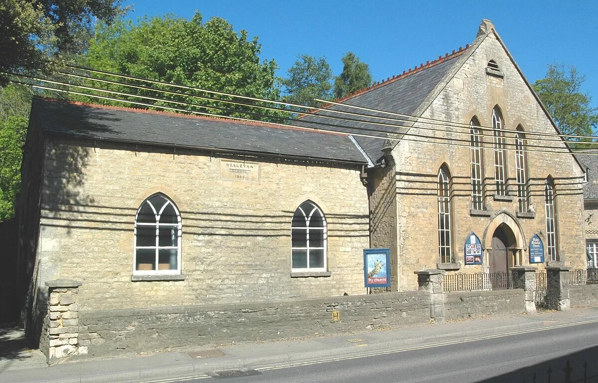 Wesleyan Chapel, Bladon, Oxfordshire, viewed from the southwest. It was built in 1877 and is now Bladon Methodist church.