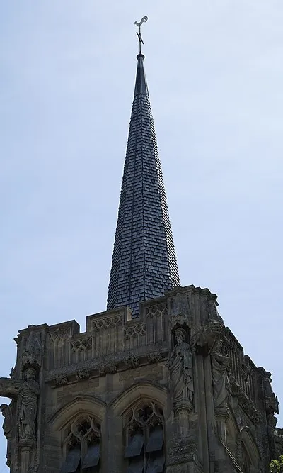 A wooden clad spire