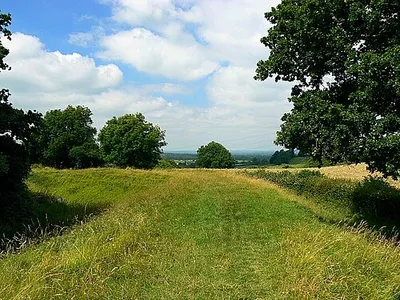 Ringsbury Camp, near Purton Ringsbury Camp is a multivallate Iron Age hill-fort. In this north-facing view we can see the eastern part of the embankment. More here in wiki Ringsbury_Camp I haven't been able to find any other images of Ringsbury Camp on the web.