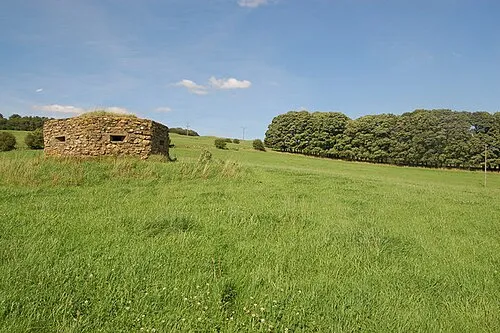Cotswold stone clad pillbox on Langley Hill A type 24 pillbox where Cotswold stone has provided the shuttering during construction and the final camouflage.Similar pillboxes surround the town of Winchcombe overseeing all the major incoming roads.