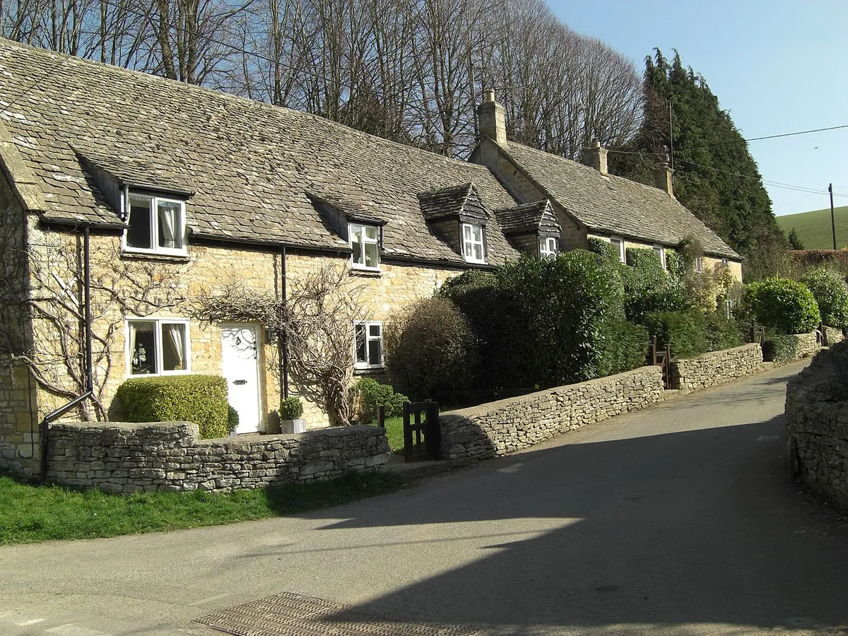Cotswold stone cottages in Withington