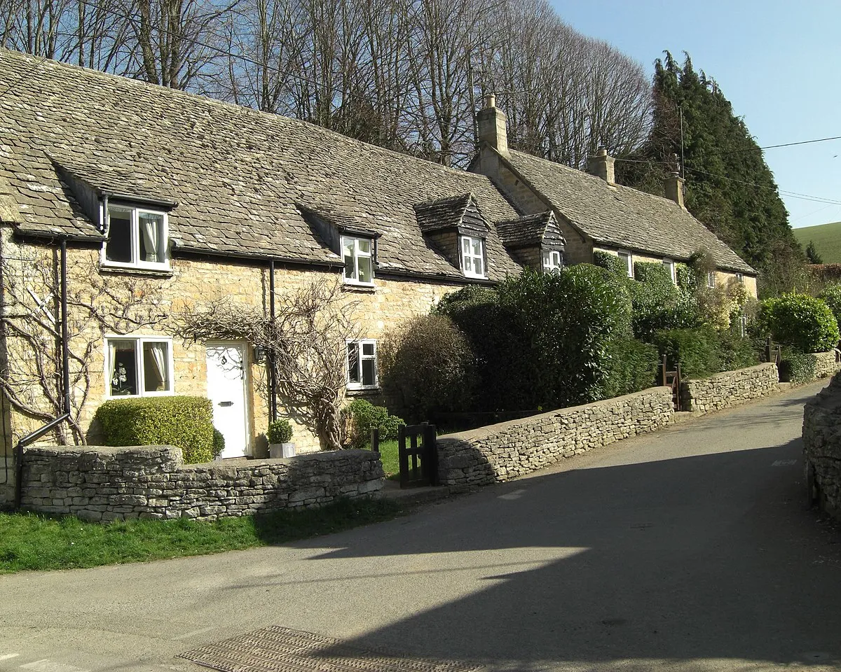 Cotswold stone cottages in Withington