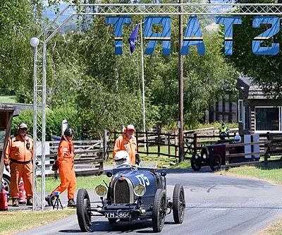 A Bugatti Type 35 competing at Prescott Speed Hill Climb Members Meeting June 2025