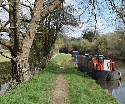 Boats moored north of the canal bridge at Somerton