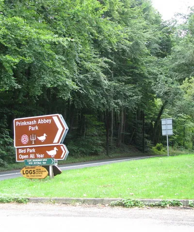 A46 passes the entrance to Prinknash Abbey Park