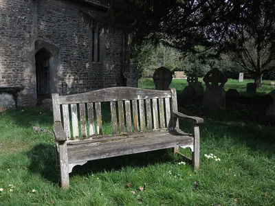 An old seat in an old churchyard