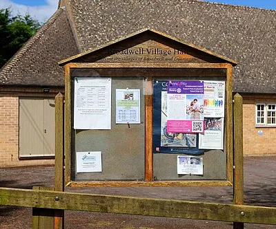 Broadwell Village Hall Noticeboard, Broadwell, Glos