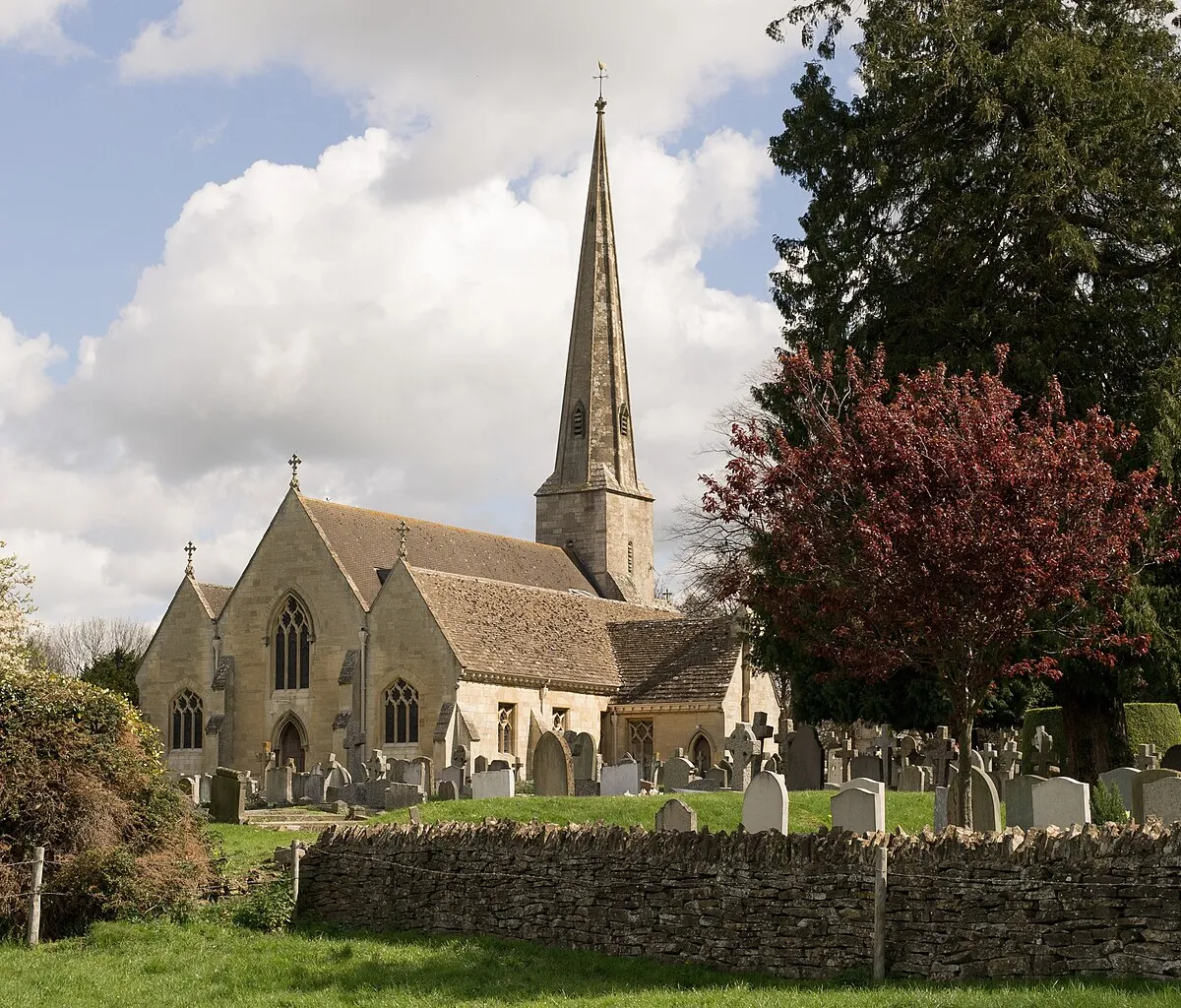 St Peter's parish church, Leckhampton, Gloucestershire, seen from the southwest