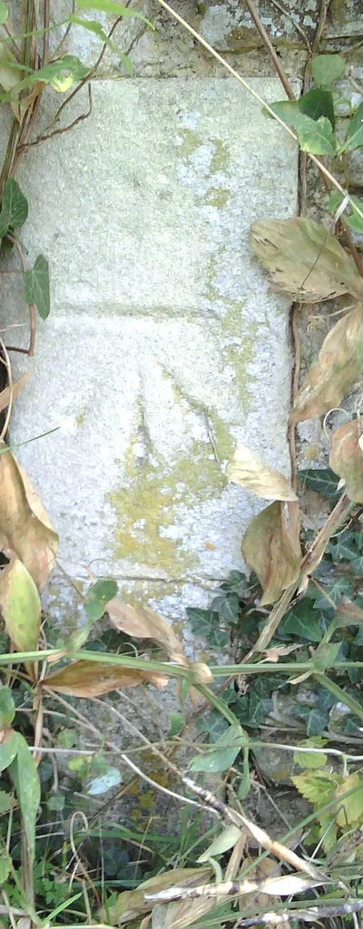 Benchmark on gatepost of Stud Cottage
