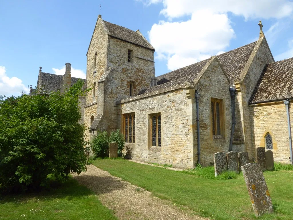 South aisl and tower of the parish church of St Denys, Little Compton, Warwickshire, seen from the southeast