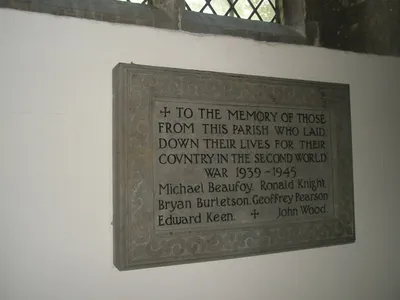 Second World War memorial in the parish church of St Peter and St Paul, Steeple Aston, Oxfordshire