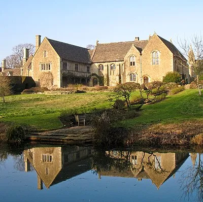 A view of Great Chalfield manor, in Wiltshire, taken late on a winter afternoon.  Flickr offers a number of other photographers' versions of the same view.