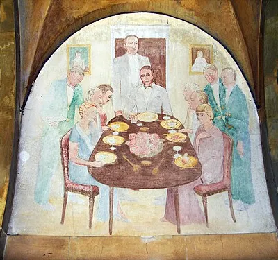 Buscot: mural at Buscot Park