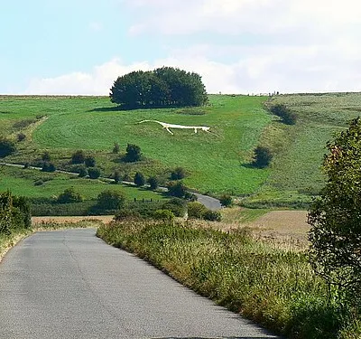 Hackpen White Horse, near Broad Hinton The image was taken from the next square north. The white horse is about 730 metres away to the south-east.