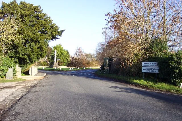 Approaching Down Ampney The sign recognises the village's famous musical son.