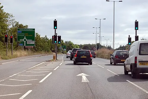 A40 approaching Over roundabout