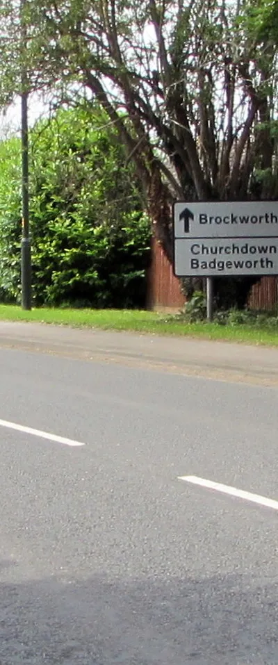 Brockworth, Churchdown and Badgeworth directions sign, Shurdington