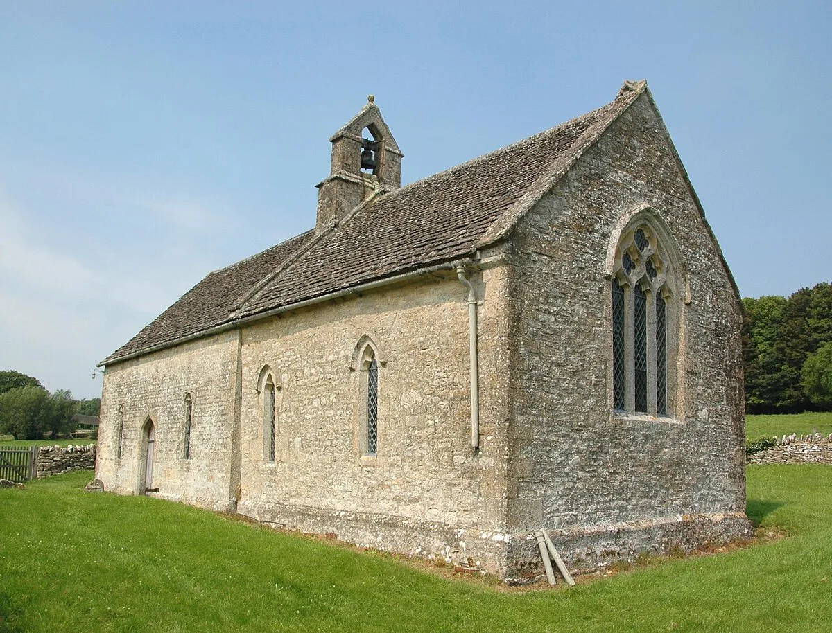 Church of England parish church of St Oswald, Widford, Oxfordshire: view from the southeast.