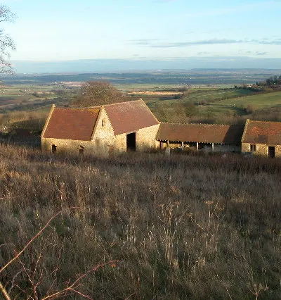 Stoke Hill Barn. These farm buildings are situated on the northern slopes of Ilmington Downs in south Warwickshire. At this point the escarpment of the cotswolds end and the land falls away to the lowlands of Warwickshire.