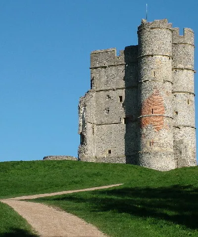 Donnington Castle - UK. Approaching the castle from the car park to the south. This is a Civil War siege castle, built around 1386.