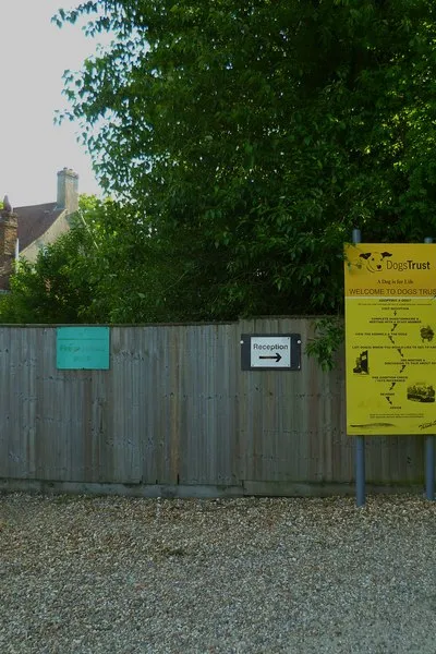 Building and notices at the Dogs Trust in Hamstead Marshall