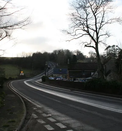 A429 at Fossebridge A 14% climb out of Fossebridge towards Cirencester.