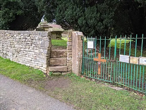 Angled Steps In South Churchyard Wall (architectural structure in Woodchester, Stroud, Gloucestershire, UK)