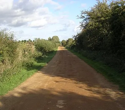 Bridleway. Track leading to Orchard Farm near Marcham, designated a public bridleway.  Called "Cow Lane" on the OS 1:25000 map.