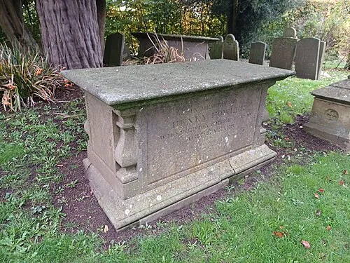 Fowler tomb, St. Andrew's Church, Kingham. Oxfordshire, England. Early 19th century. Jointly Grade II listed with the nearby Brooks tomb.