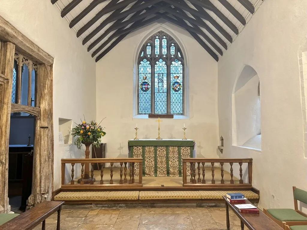 Altar rails and east window