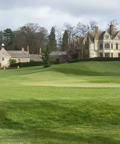 Barton Abbey. A view from the footpath to the south.
