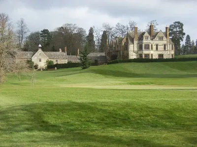 Barton Abbey. A view from the footpath to the south.